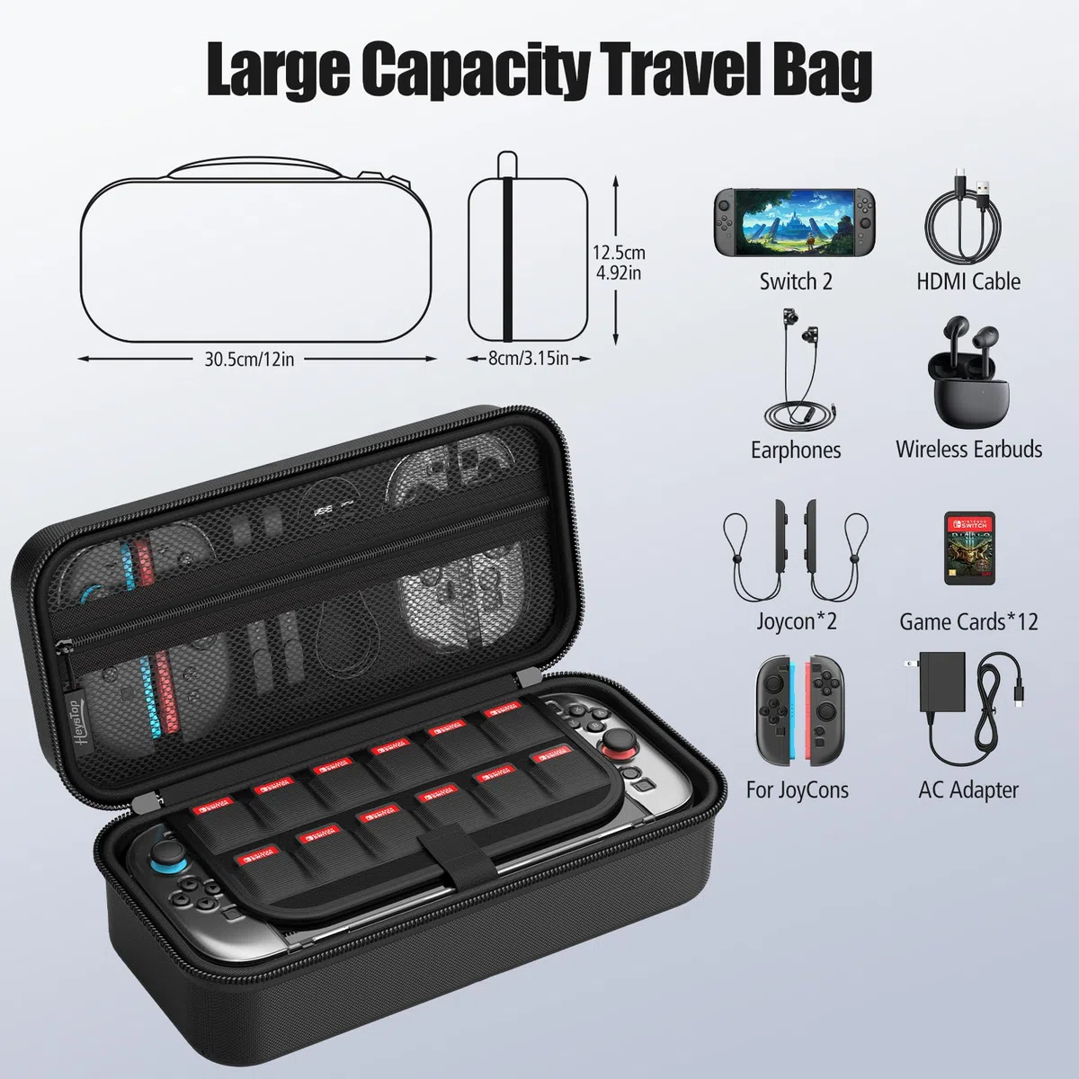 HEYSTOP [30 pièces] Étui pour Nintendo Switch 2, Kit d'accessoires Switch avec Protection Housse de Voyage Portable Rigide et Protecteur avec Coque Switch 2 Film Trempé Switch 2 Accessoires