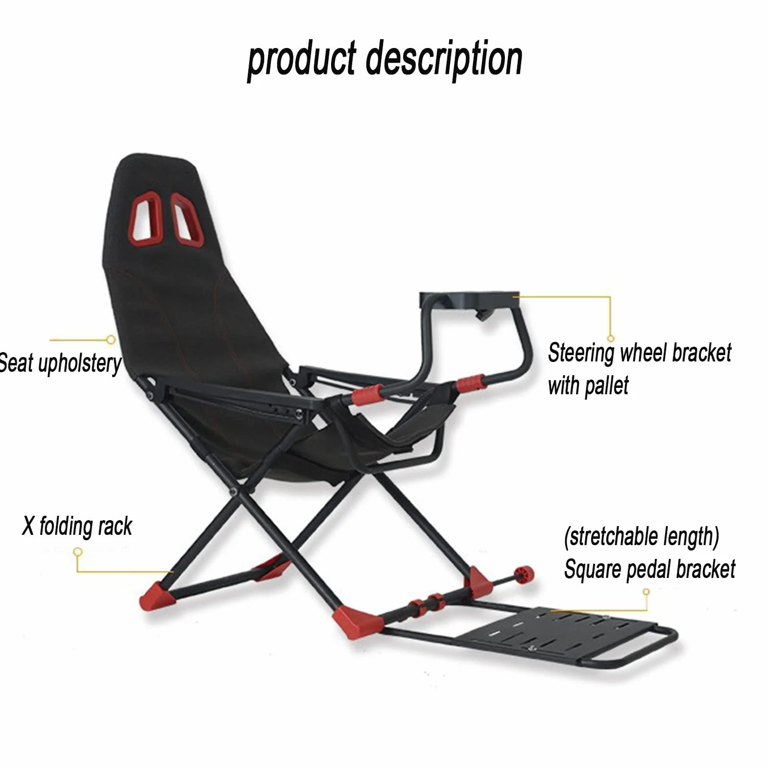 Simulateur de course pliable avec support réglable et siège ergonomique pour consoles de jeu et PC