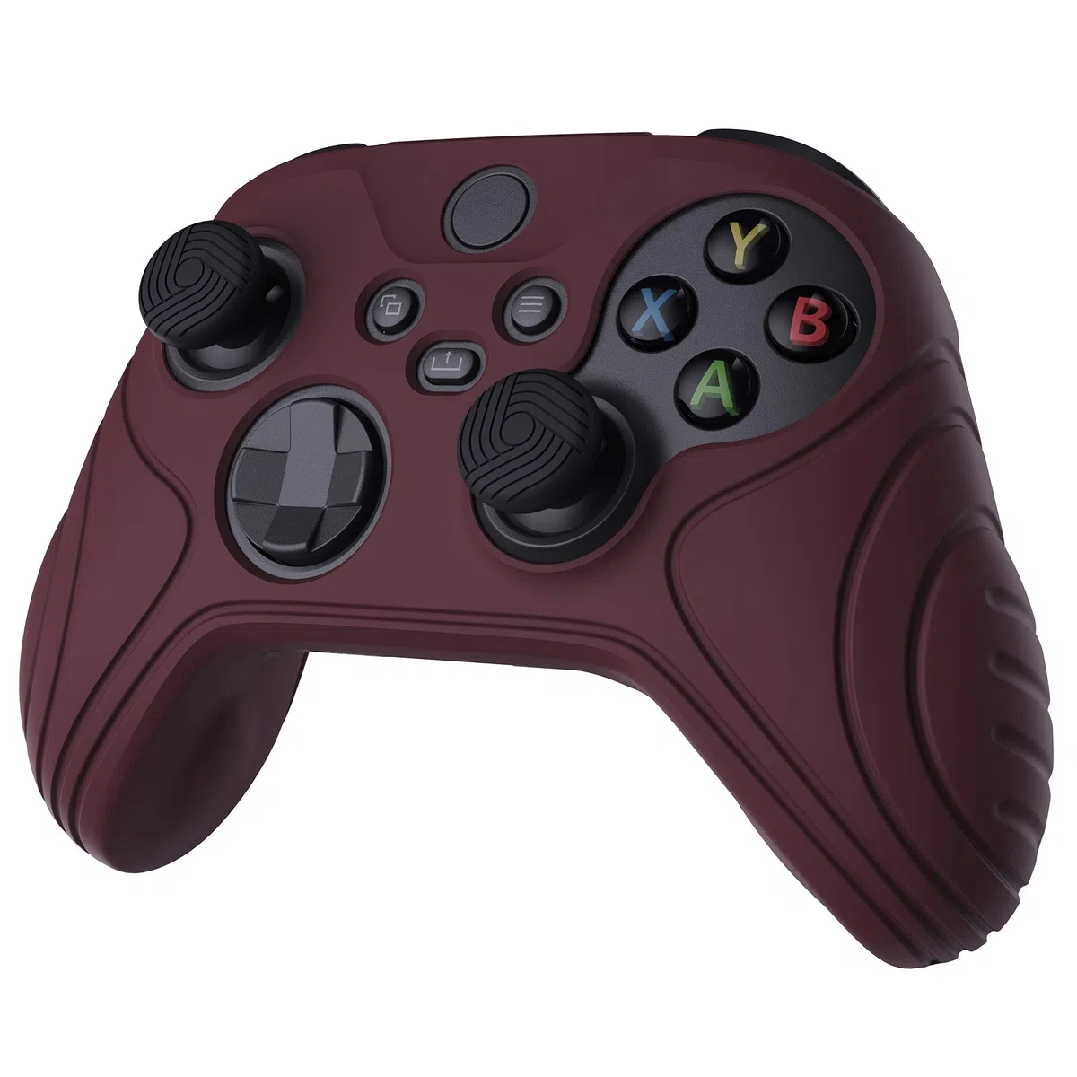 eXtremeRate PlayVital Coque Manette pour Xbox Series X/S Housse Protection pour Xbox Series X Accessoires Controller avec Capuchon Joystick Caps Grip Cover Silicone-Vin Rouge,Édition Samouraï