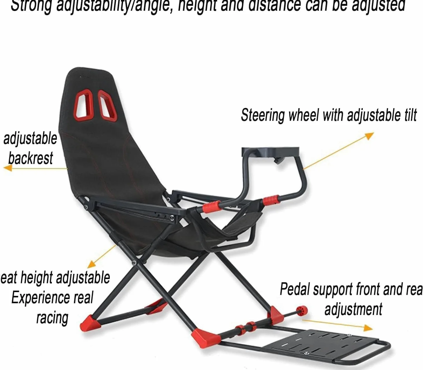 Cockpit simulateur de course réglable avec siège ergonomique, support de roue pliable pour PC, PS4, PS5, Xbox Series X
