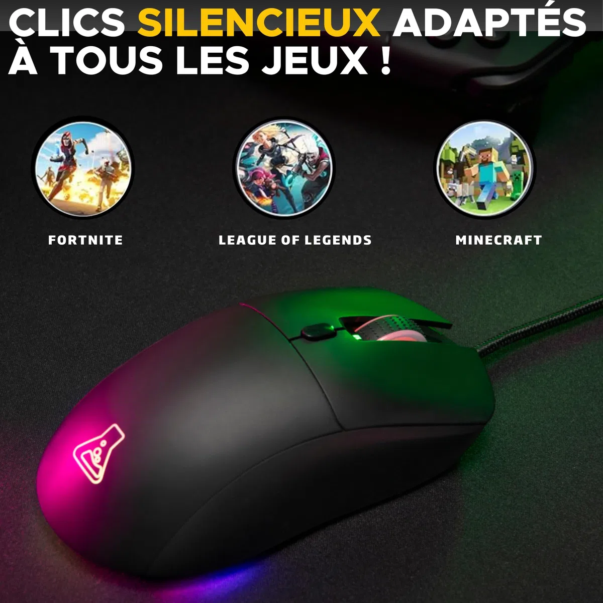 The G-Lab – Kult Cobalt - Souris Gamer Filaire USB - Capteur Ultra Réactif jusqu'à 12800 DPI, Légère, 6 Boutons, RGB Ajustable - Souris Gaming 100% Personnalisable - PC/PS4/PS5/Xbox - New