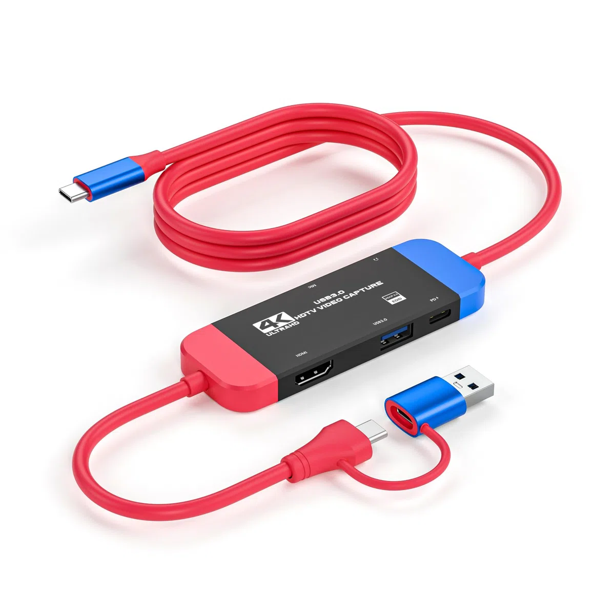 Carte de capture vidéo 4K USB C 2K 30 Hz 1080p 60 fps enregistrement 100 W PD Power Delivery compatible avec Switch/Steam Deck/Legion Go/Game Handheld/ROG Ally/Quest 3/iPad/ordinateur portable/MacBook