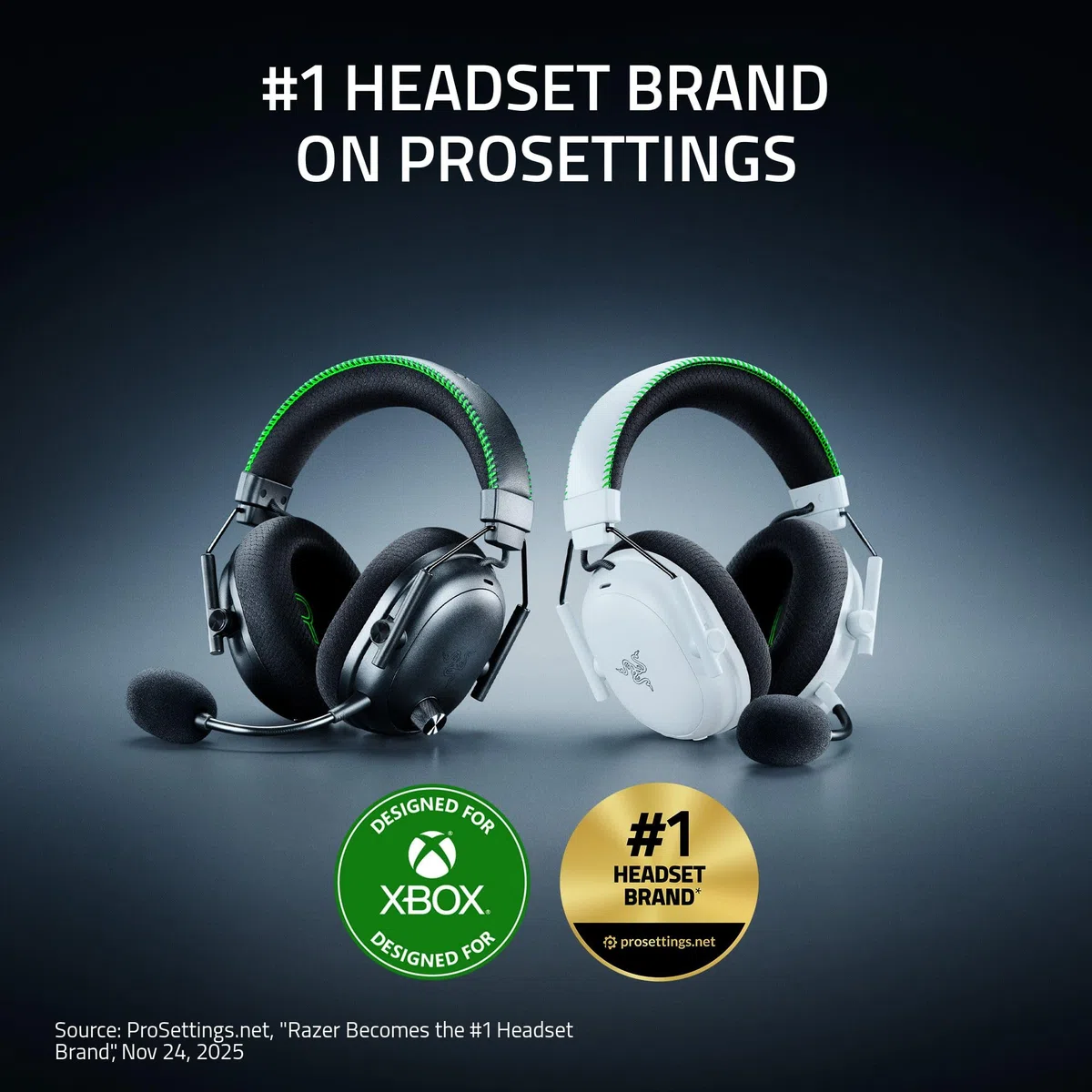Razer BlackShark V3 Pro Casque de Jeu sans Fil ANC pour Xbox : Micro Full Band – Pilotes 50 mm – 2,4 GHz, Bluetooth, USB, 3,5 mm – Fonctionne avec PC, Mac, PS5, Nintendo Switch – Longue durée de Vie