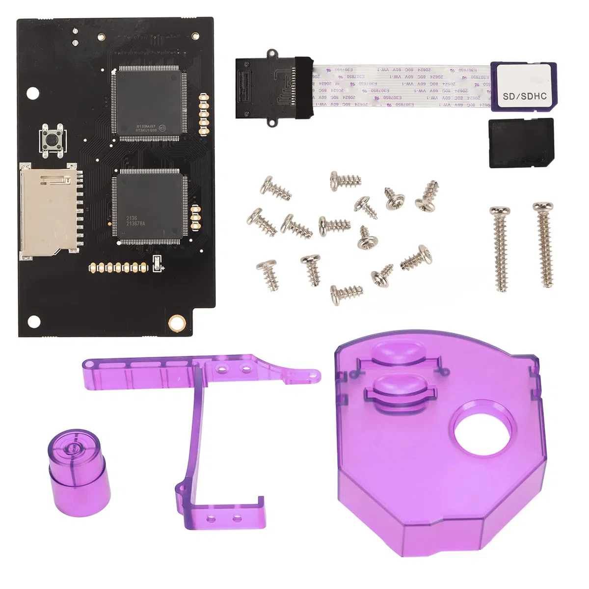 Septpenta Carte de Simulation de Lecteur Optique de Remplacement avec Carte Mémoire 64 Go, GDEMU V5.15B Remplacement du Support de Carte Mémoire, Kit de Montage pour Dreamcast VA1(Violet)