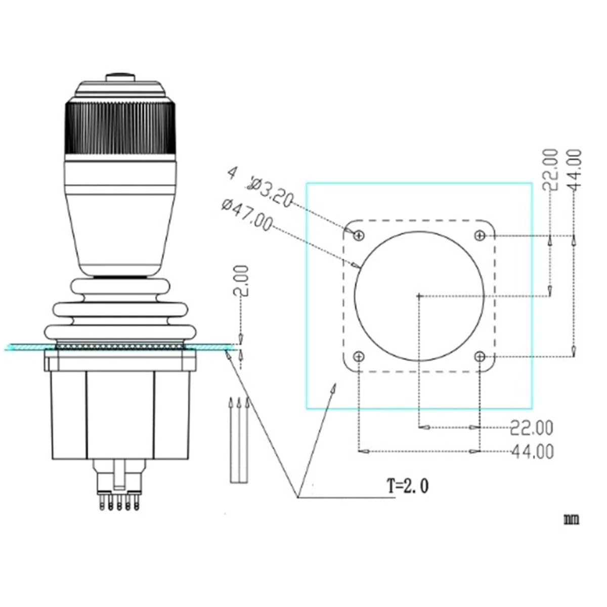POAHNCU Manette Joystick, Hall Industriel À Trois Axes, Levier De Commande Boîte Bascule, Équipement Soudage Laser,pour le générateur d'images(12v,Output RS232)