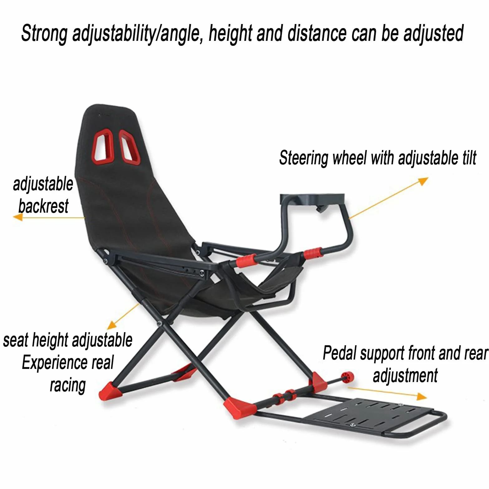 Simulateur de course pliable avec support réglable et siège ergonomique pour consoles de jeu et PC