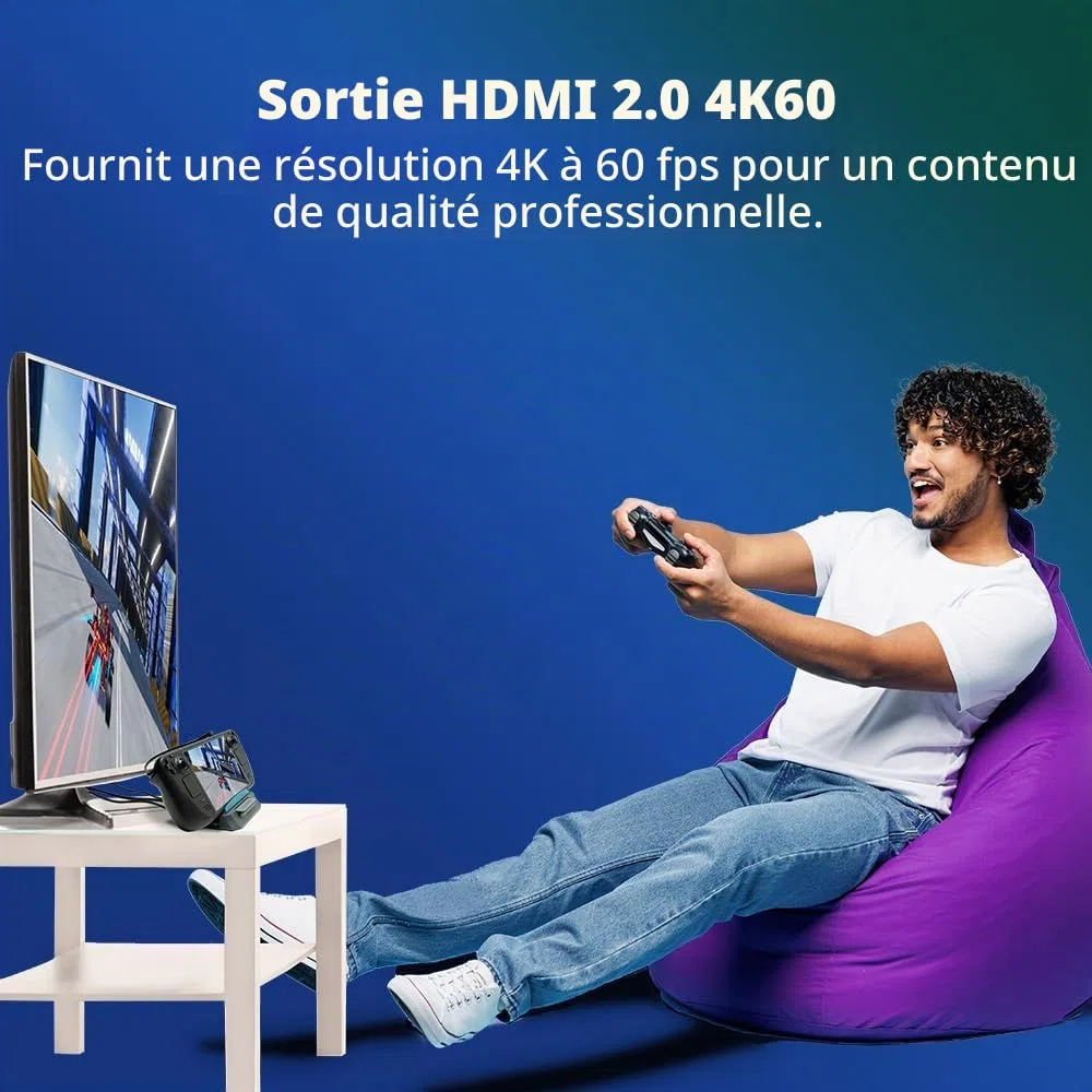 AVerMedia X'TRA GO GC515 HDMI 4K@60Hz, Chargement USB-C, Capture Vidéo pour Steam Deck, ROG Ally, Legion Go, MSI Claw, Switch, iPhone, iPad
