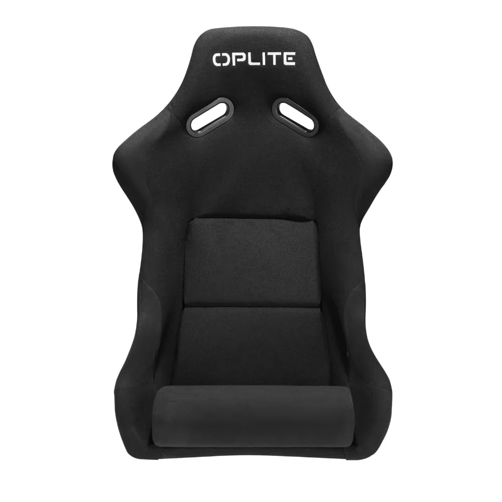 OPLITE - RS2 FiberCore® Siège Baquet Sim Racing – Structure 4 Couches Fibre de Verre, Suédine Respirante, Fixation Latérale 290 mm, Harnais 3/4 Points, Universel 1,40 m–2,10 m