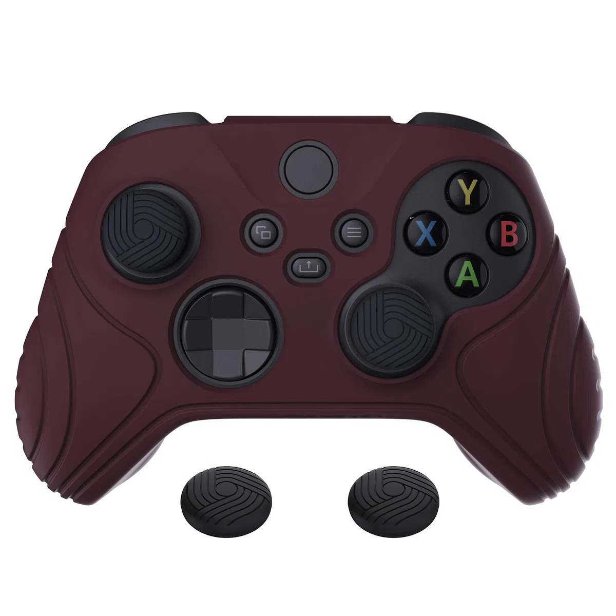 eXtremeRate PlayVital Coque Manette pour Xbox Series X/S Housse Protection pour Xbox Series X Accessoires Controller avec Capuchon Joystick Caps Grip Cover Silicone-Vin Rouge,Édition Samouraï