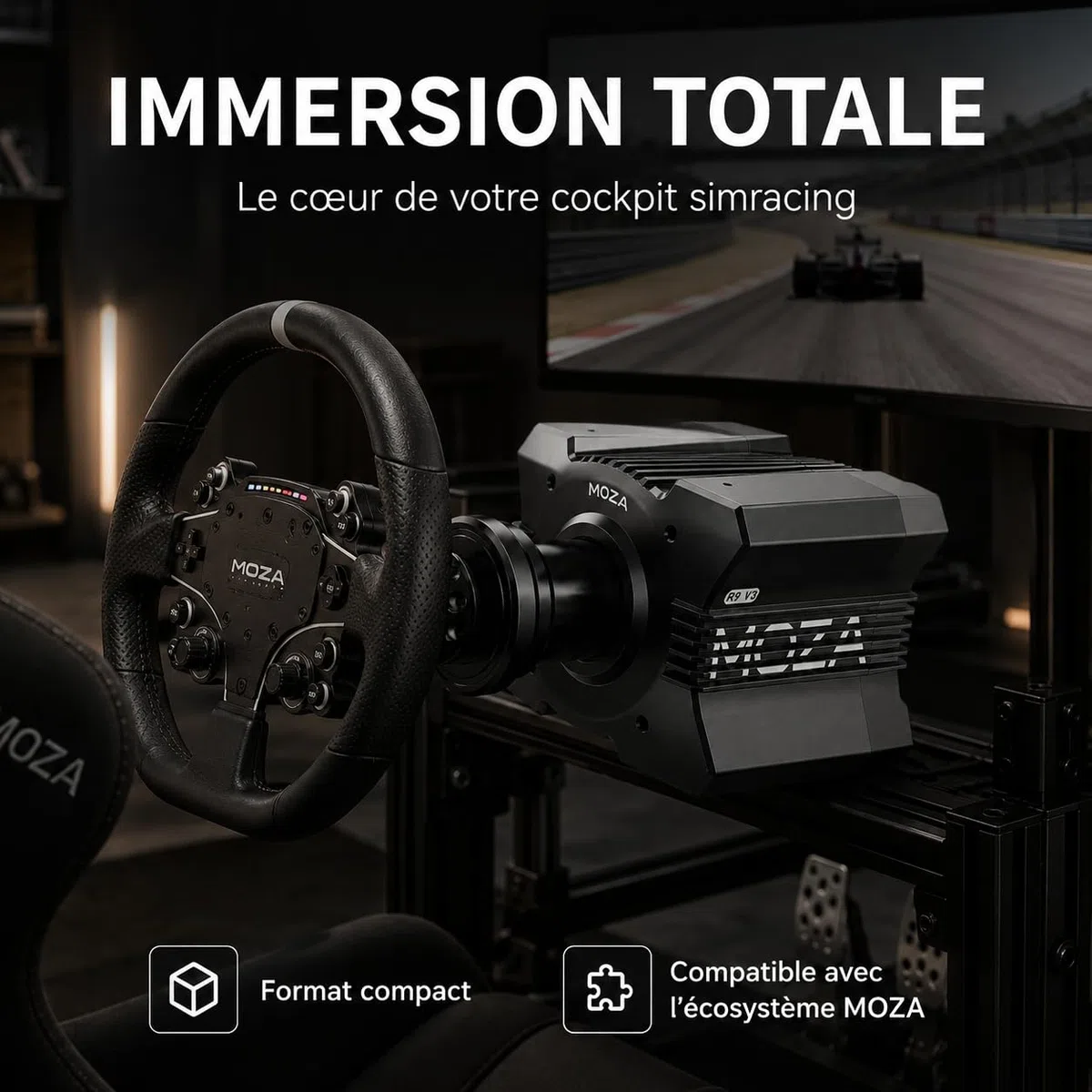 MOZA R9 V3 Base Direct Drive PC Simracing 9 Nm avec Retour de Force