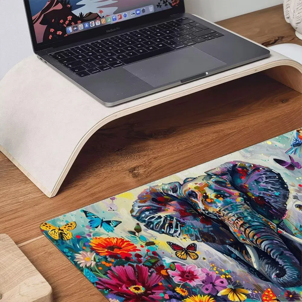 Grand Tapis de Souris Jeu XXL 1800x900x3mm avec Bords Cousus, Base en Caoutchouc Naturel antidérapant Durable, Tapis de Clavier Lavable, Les Jeux, la Maison Le Bureau, Fleurs D'éLéPhant xR6-830