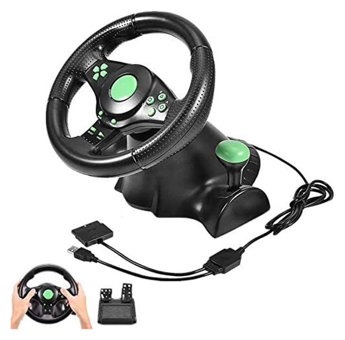 Volant PC, contrôleur de Volant de Course, pédales de Volant avec Rotation de Direction à 180 degrés pour 360/PS2/PS3/PC