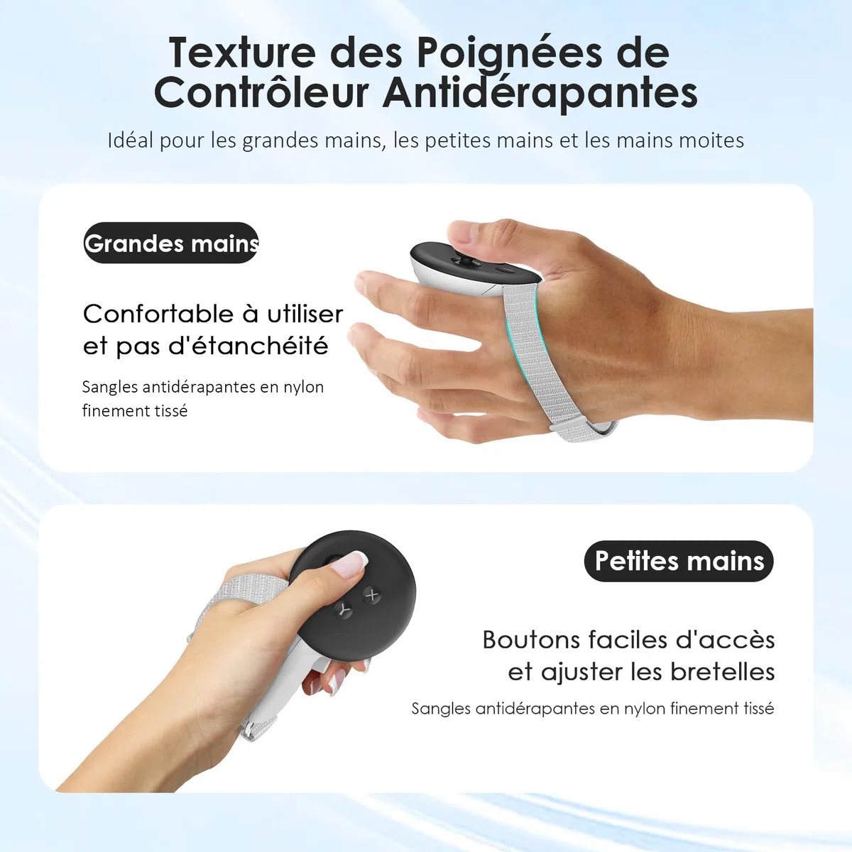 VR Sangles de Contrôleur Antidérapantes avec Sangles D'articulation Réglables pour Quest 3S pour Quest 3 Couvercle de Poignées de Contrôleur pour Quest 3S/3 Accessoires