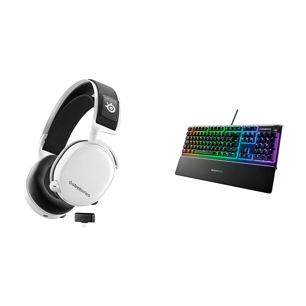 SteelSeries Arctis 7+ - Casque Gaming sans Fil - sans Perte 2,4 GHz - 30 Heures d’autonomie & Apex 3 - Clavier de Gaming - Illumination RVB sur 10 Zones - Repose-Mains Magnétique