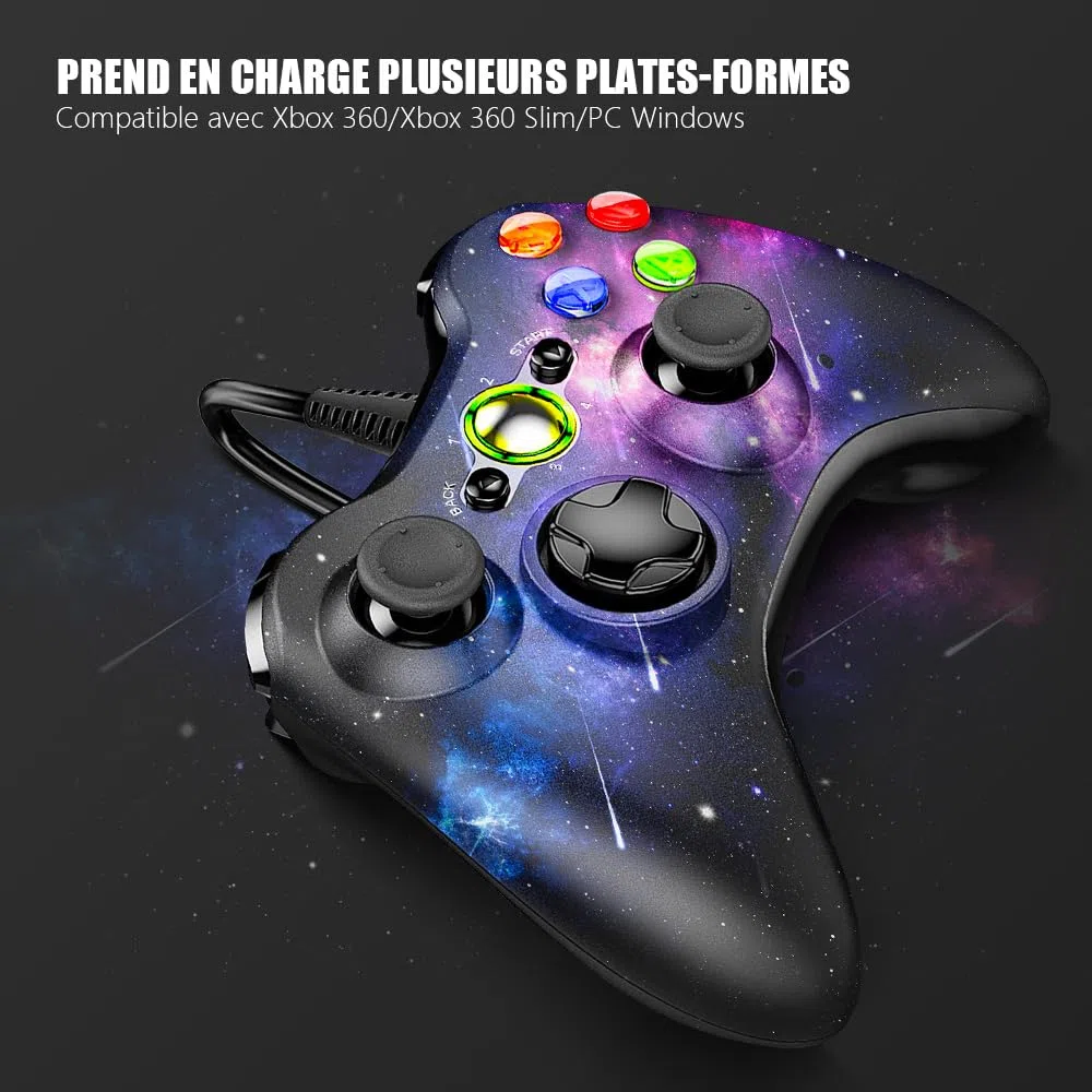 AceGamer Wired PC Contrôleur pour Xbox 360 Contrôleur de jeu pour Steam PC 360 avec double Vibration compatible avec Xbox 360 slim et PC Windows 7, 8, 10, 11