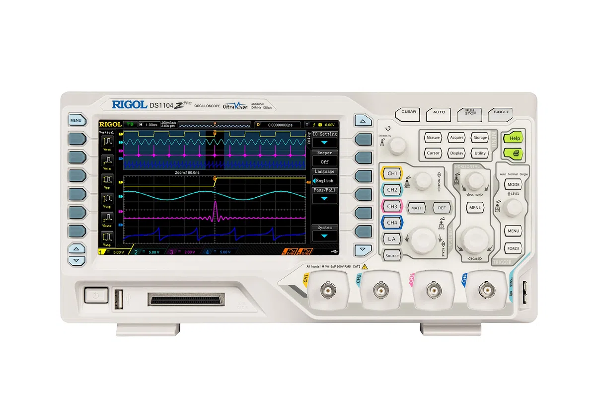 RIGOL DS1104Z Plus Oscilloscope Numérique,100 MHz, 4+16 CH,1GSa/s,24Mpts