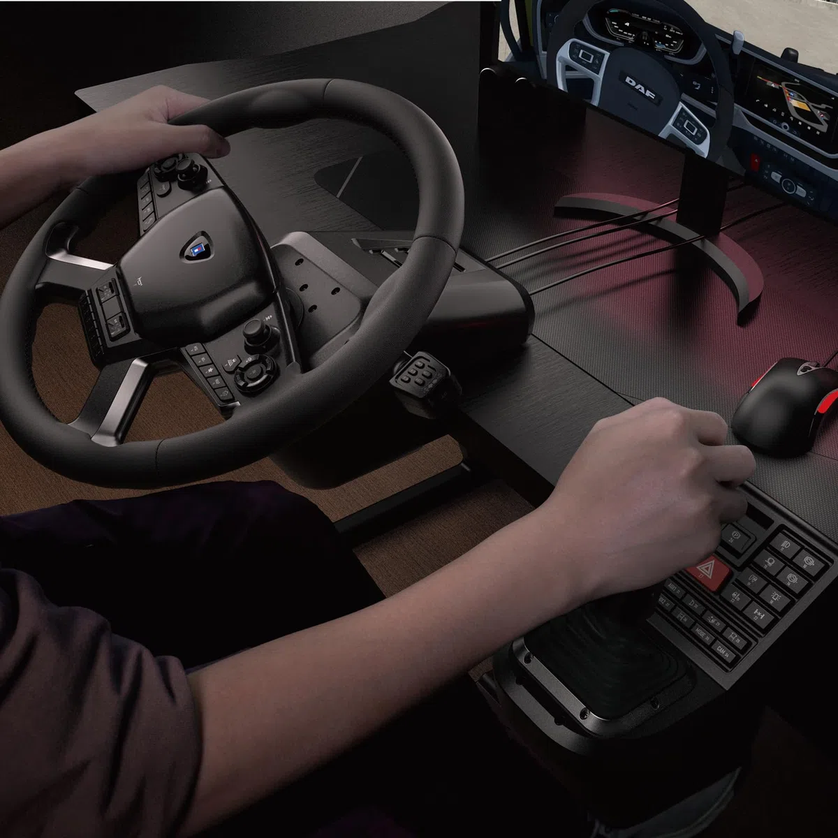 HORI Système de contrôle de camion pour Windows 11/10 avec volant à rétroaction de force, panneau de commande de changement de vitesse et pédales
