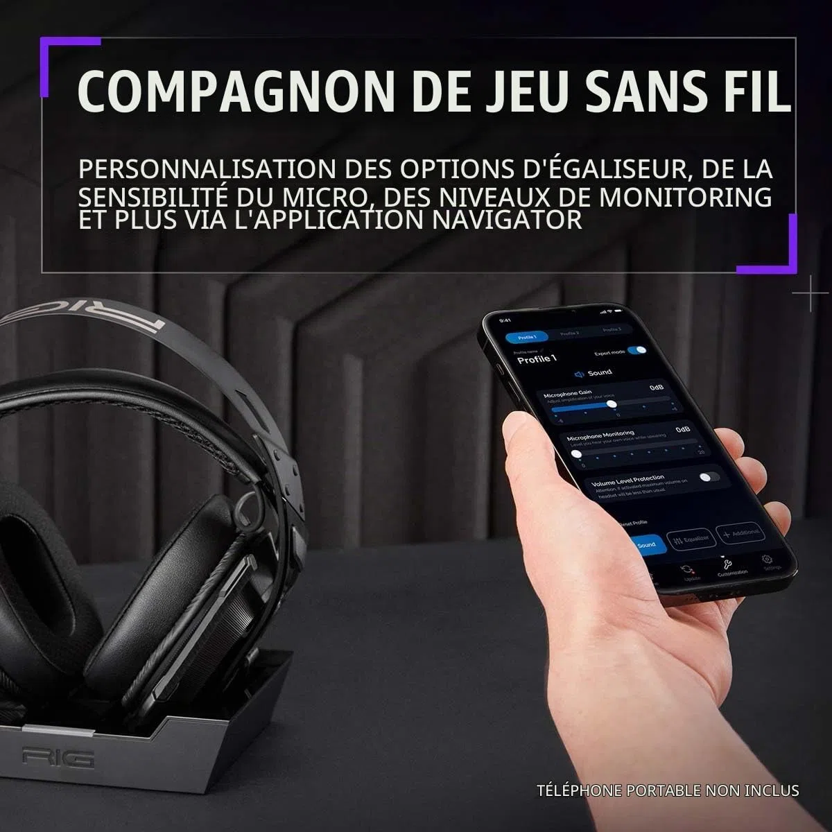 Casque Gaming et sa Station de Base Bluetooth, Connexion de 2,4 GHz autonomie 60 Heures Officiel PlayStation 5 Compatible PC RIG900
