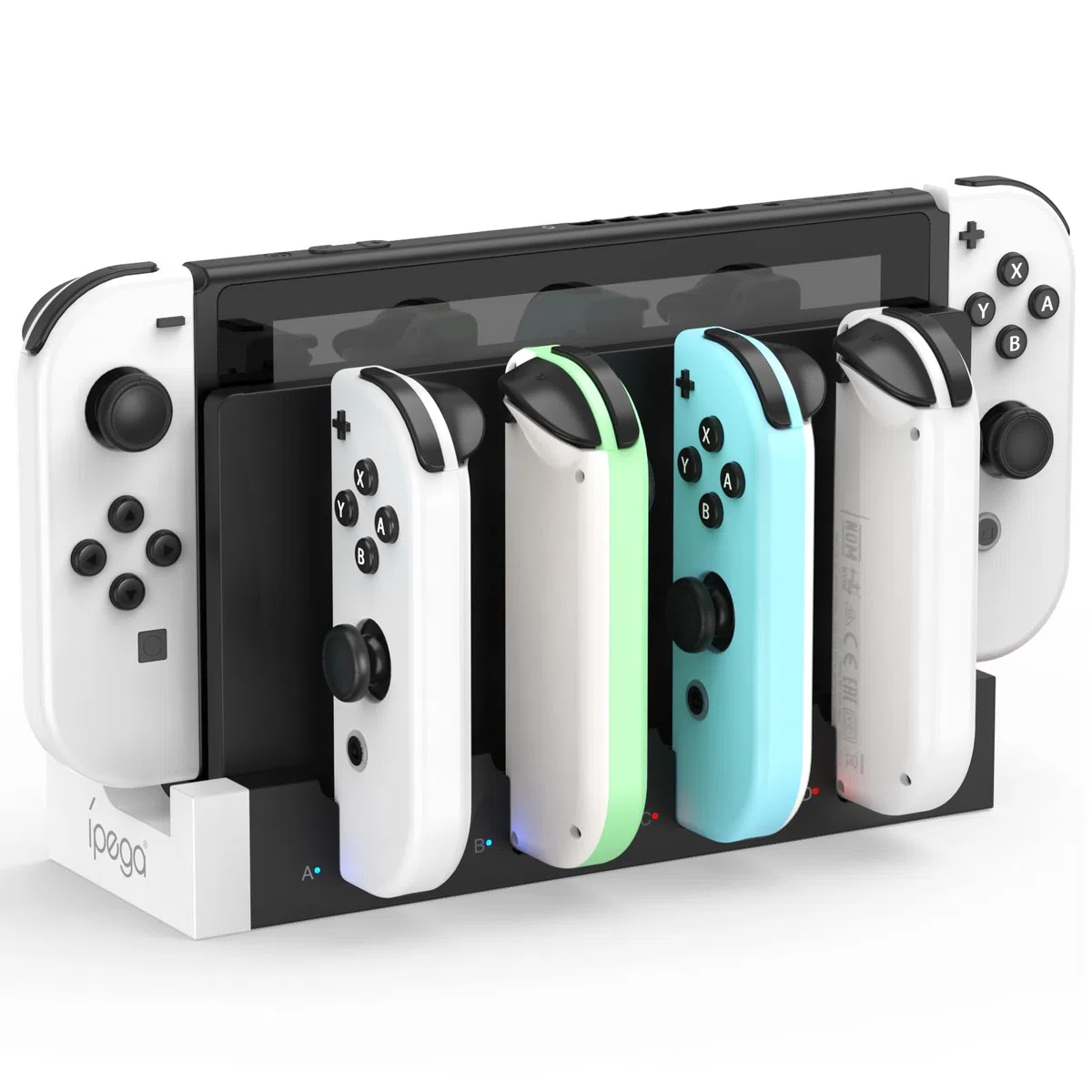 FYOUNG USB Chargeur Compatible avec Manette pour Switch & OLED Model, Support de Station de Charge pour Manettes avec LED Indicateur - Blanc