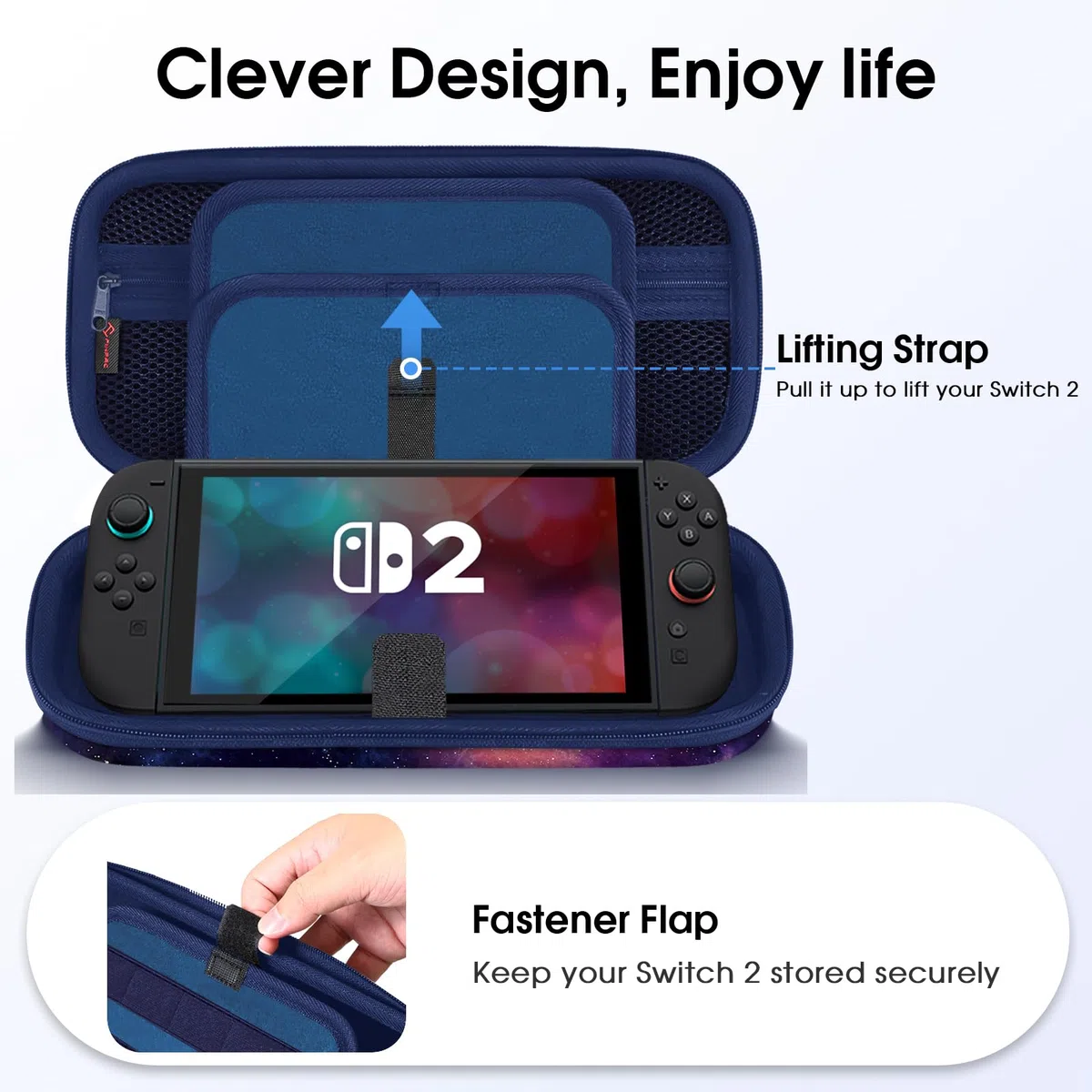 FINTIE Étui pour Nintendo Switch 2 (2025) + Verre Trempé (2 Pièces) - [Antichoc en EVA] Housse de Transport avec Emplacements Cartes de Jeu et Poche Intérieure pour Accessoires, Galaxie