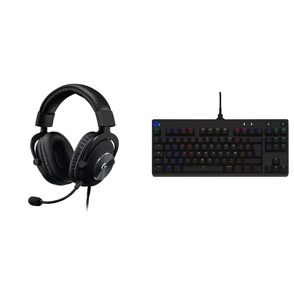 Logitech G PRO X Casque Gaming Over-Ear avec Micro BLUE VO!CE + Logitech G PRO TKL Tenkeyless Clavier Gaming Mécanique