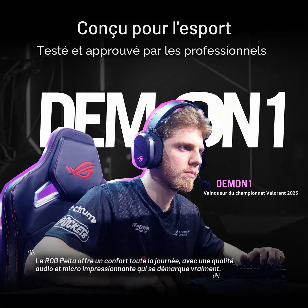ASUS ROG Pelta Casque de Jeu sans Fil avec Micro détachable Noir