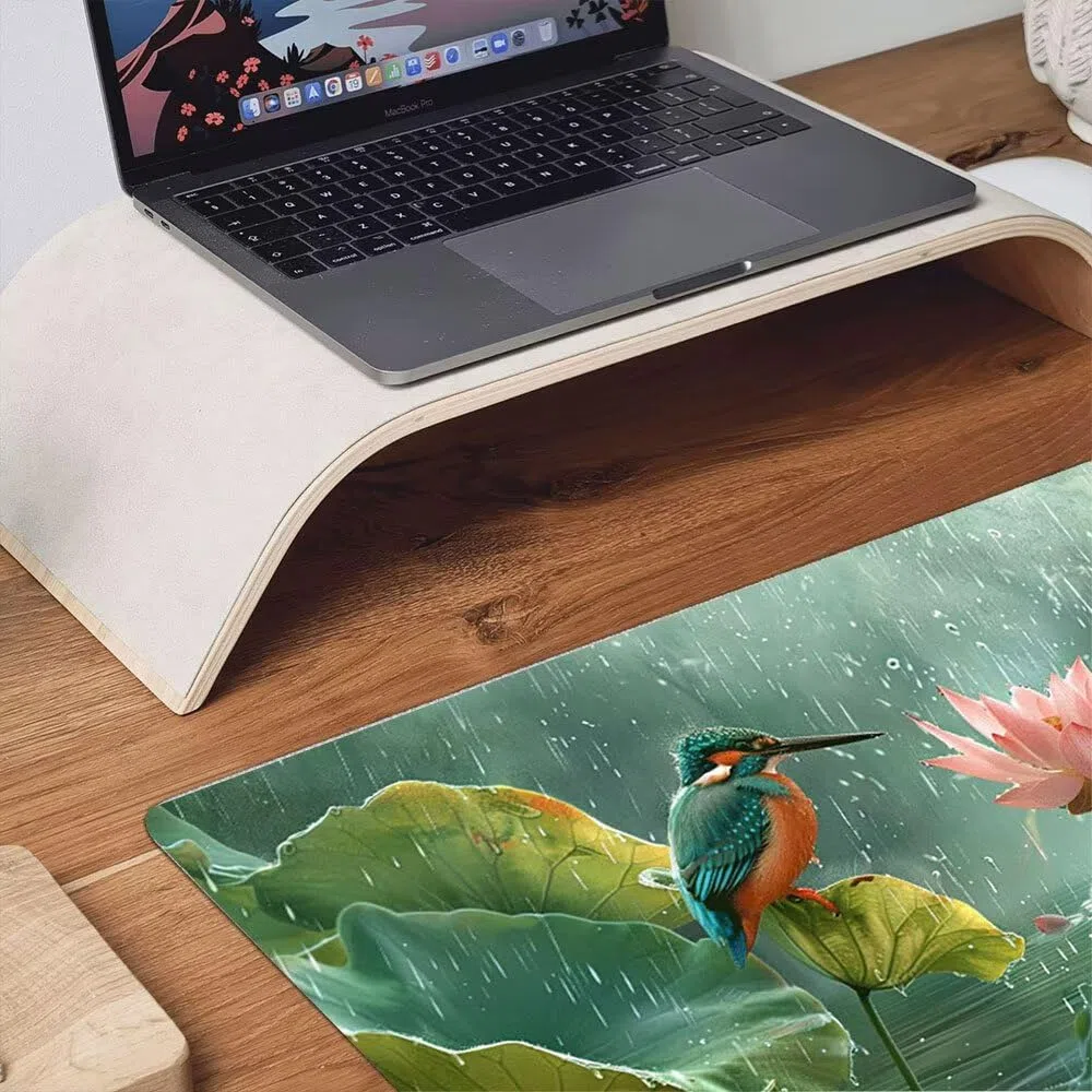 Grand Tapis de Souris Jeu XXL 1800x900x3mm avec Bords Cousus, Base en Caoutchouc Naturel antidérapant Durable, Tapis de Clavier Lavable, Les Jeux, la Maison Le Bureau, Hummingbird Lotus Fleur xR6-176